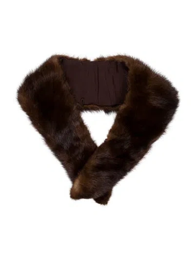 Pre-owned Fur Scarf In Brown