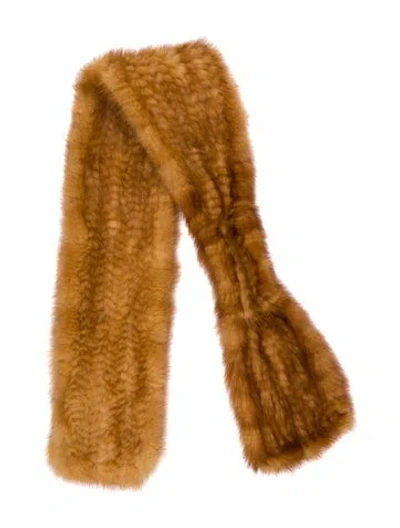 Pre-owned Fur Scarf In Brown