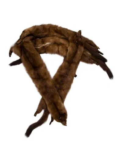 Pre-owned Fur Scarf In Brown