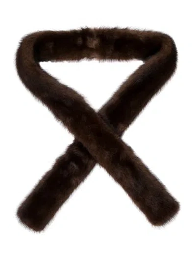 Pre-owned Fur Scarf In Brown