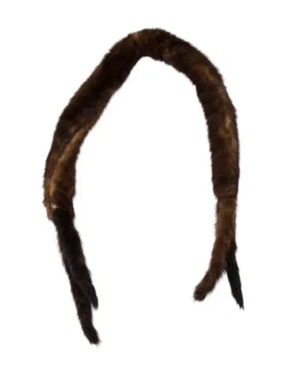 Pre-owned Fur Scarf In Brown