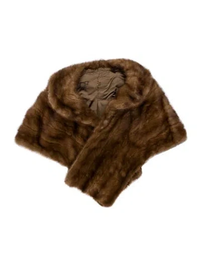 Pre-owned Fur Scarf In Brown