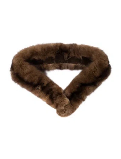 Pre-owned Fur Scarf In Brown