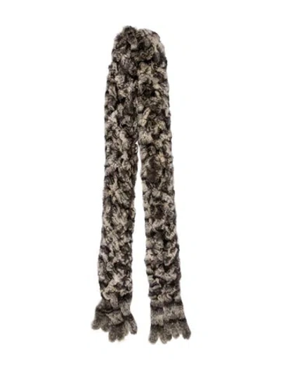 Pre-owned Fur Scarf In Gray