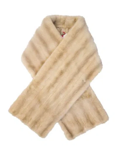 Pre-owned Fur Scarf In Neutral