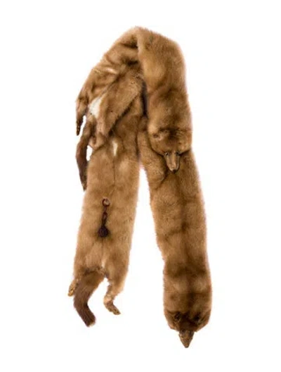 Pre-owned Fur Scarf In Neutral
