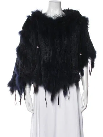 Pre-owned Fur Shawl In Blue