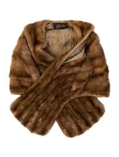 Pre-owned Fur Shawl In Brown