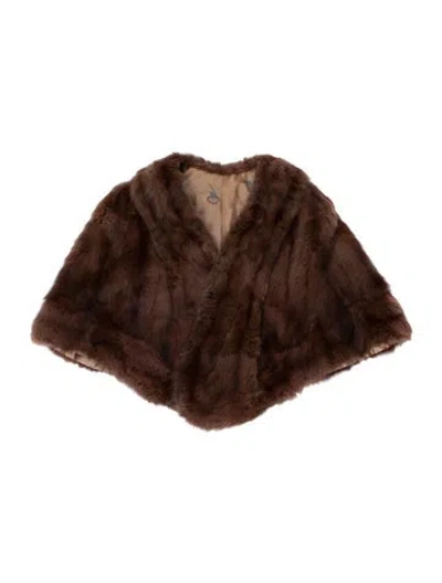 Pre-owned Fur Shawl In Brown