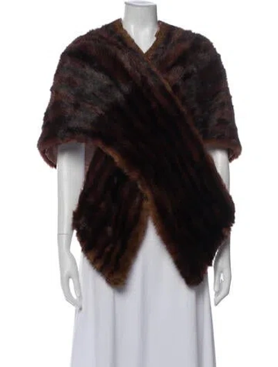 Pre-owned Fur Shawl In Brown