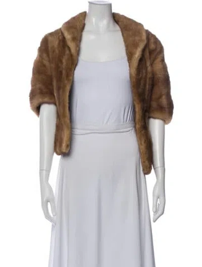 Pre-owned Fur Shawl In Brown