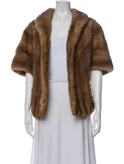 Pre-owned Fur Shawl In Brown