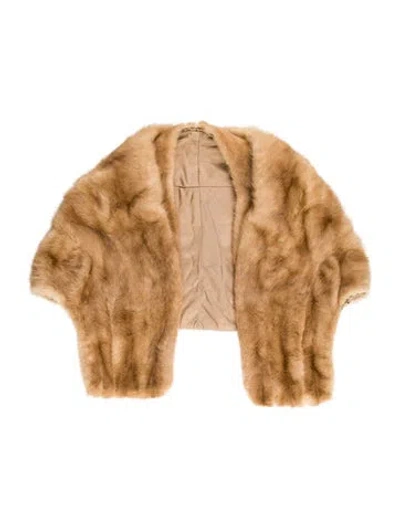 Pre-owned Fur Shawl In Brown
