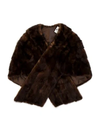 Pre-owned Fur Shawl In Brown