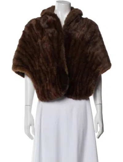 Pre-owned Fur Shawl In Brown
