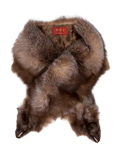 Pre-owned Fur Shawl In Brown