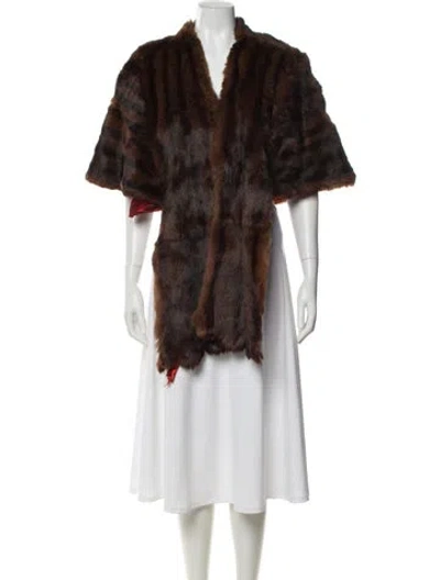 Pre-owned Fur Shawl In Brown