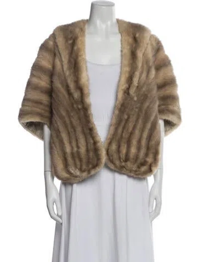 Pre-owned Fur Shawl In Brown