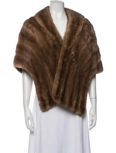 Pre-owned Fur Shawl In Brown