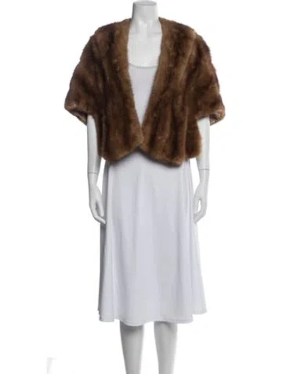 Pre-owned Fur Shawl In Brown