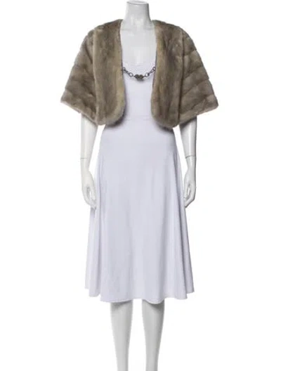 Pre-owned Fur Shawl In Neutrals