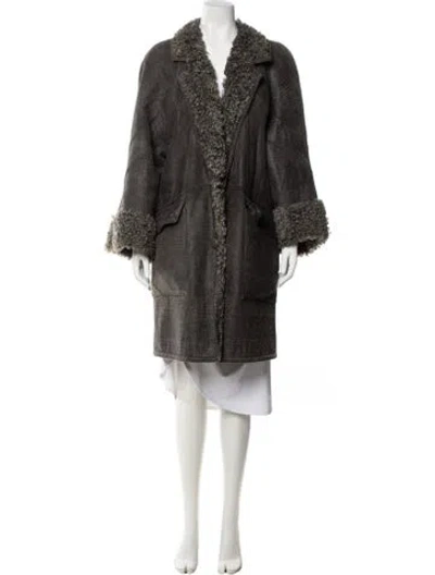 Pre-owned Fur Shearling Coat In Grey