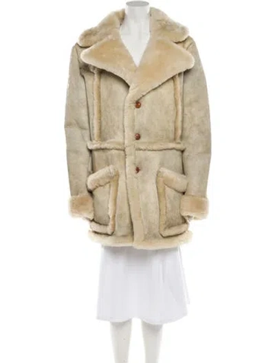 Pre-owned Fur Shearling Coat In Neutral
