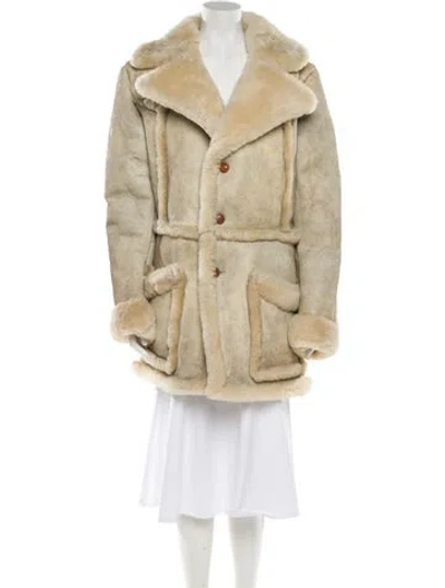 Pre-owned Fur Shearling Coat In Neutral