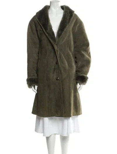Pre-owned Fur Shearling Faux  Coat In Green