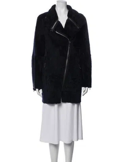 Pre-owned Fur Shearling Faux  Jacket In Blue