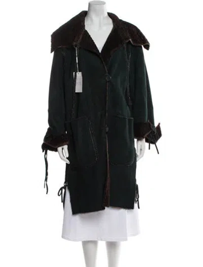 Pre-owned Fur Shearling  Coat In Green