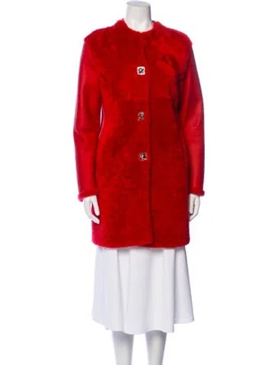 Pre-owned Fur Shearling  Coat In Red