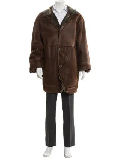 Pre-owned Fur Shearling Overcoat In Brown