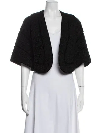 Pre-owned Fur Shearling Patterned Faux  Jacket In Black