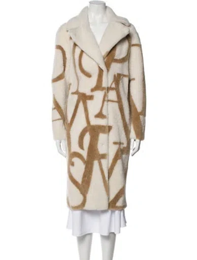 Pre-owned Fur Shearling Printed  Coat In Neutral
