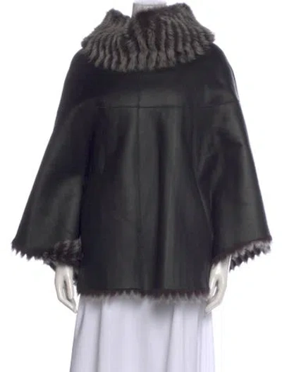 Pre-owned Fur Shearling Turtleneck Sweater In Black