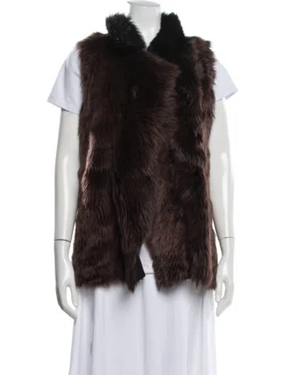 Pre-owned Fur Shearling Vest In Brown