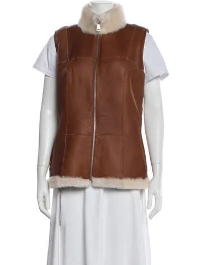 Pre-owned Fur Shearling Vest In Brown