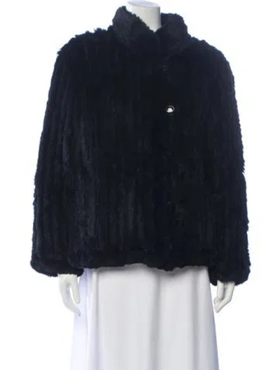 Pre-owned Fur Silk Faux  Coat In Blue
