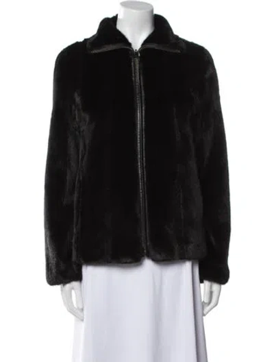 Pre-owned Fur Silk Faux  Jacket In Black