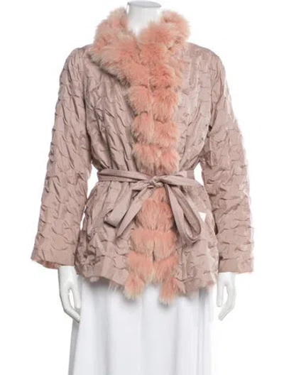 Pre-owned Fur Silk  Jacket In Pink