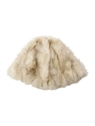 Pre-owned Fur Solid Bucket Hat In Neutral