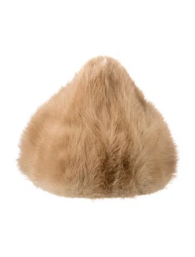Pre-owned Fur Solid  Hat In Neutrals