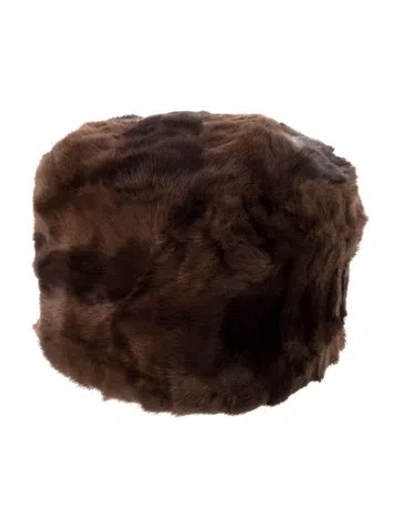 Pre-owned Fur Solid Mink Hat In Brown