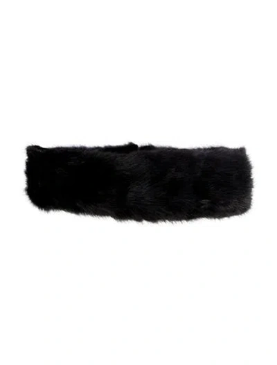 Pre-owned Fur Solid Mink Headband In Black