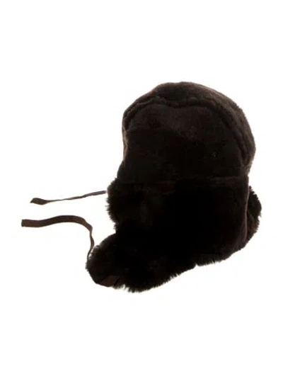 Pre-owned Fur Solid Trapper Hat In Brown