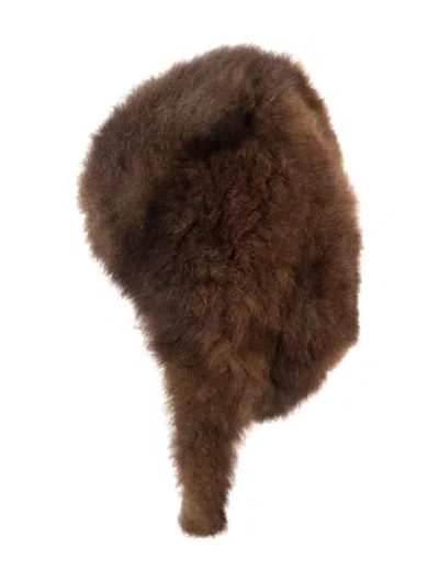 Pre-owned Fur Squirrel  Hat In Brown