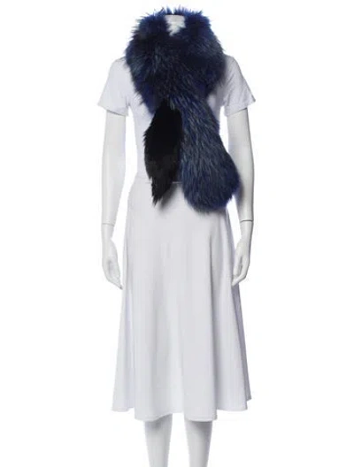 Pre-owned Fur Stole In Blue