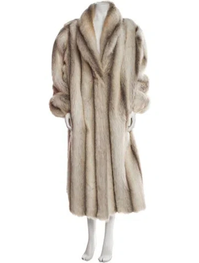 Pre-owned Fur Striped Faux  Jacket In Neutral