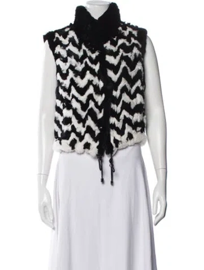 Pre-owned Fur Striped  Jacket In Black